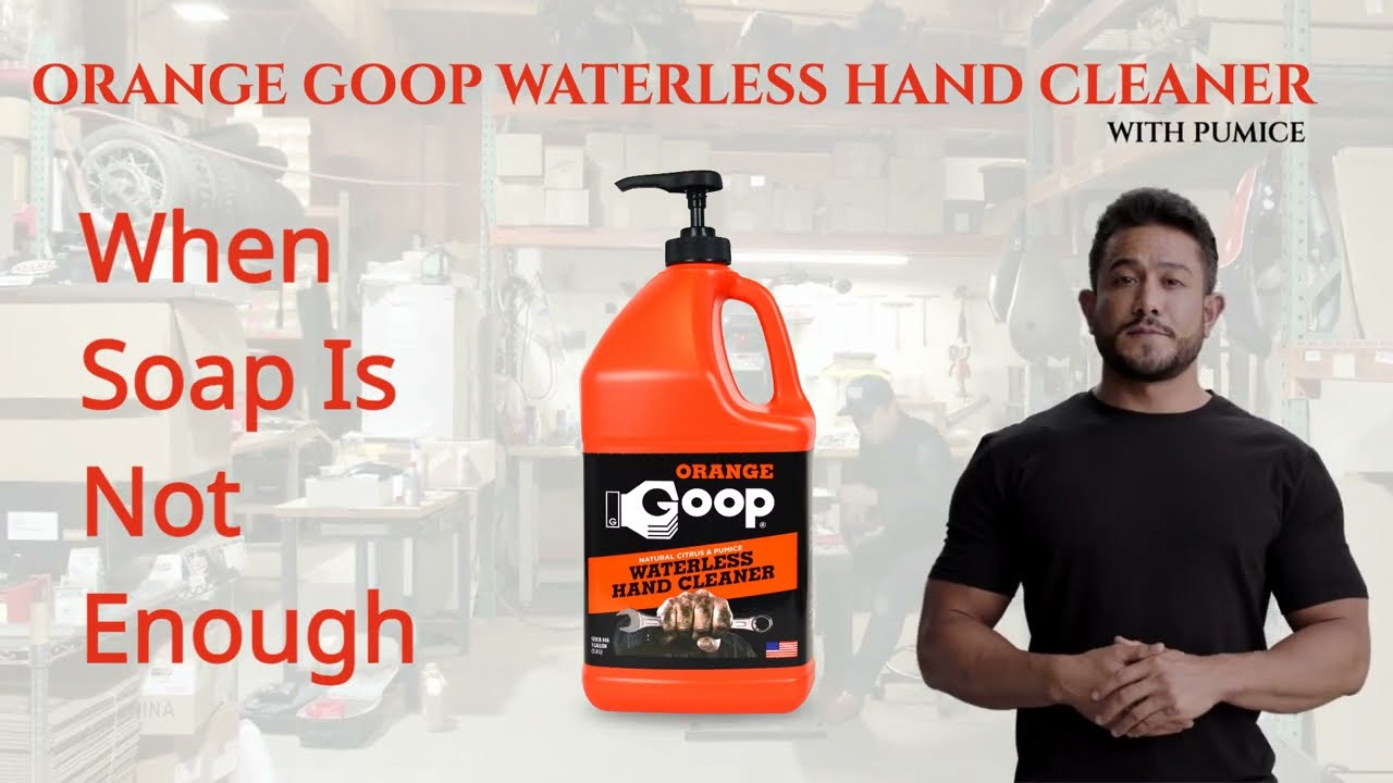 Orange Goop Liquid Hand Cleaner with Pumice - with Spanish Captions 